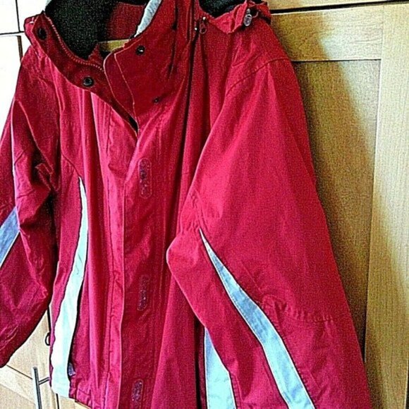 Wind River Jacket Woman's Red Size Large Windbreaker Zip Up Fleece Lined Hooded - Picture 16 of 16